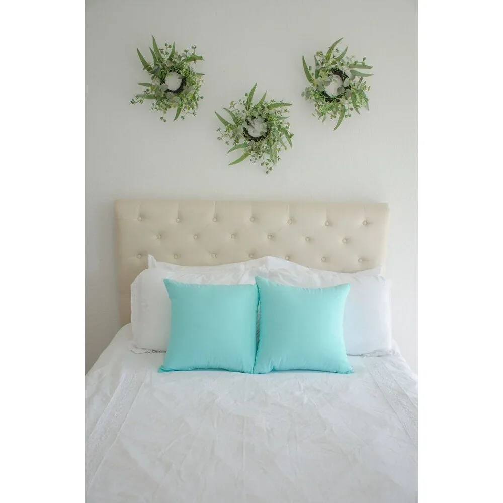 NEW Turquoise Throw Pillow Covers 2 Pack 100% Cotton Canvas 18x18 Pillow Cases